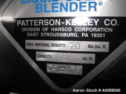 Used- Patterson-Kelley Twin Shell Dry Blender, 5 Cubic Feet, Stainless Steel. 70 Pounds a cubic foot maximum material densit...