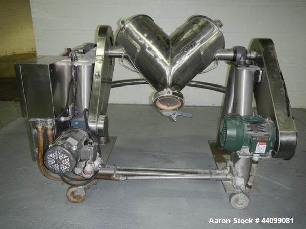 Used Patterson Kelley twin shell blender, 2 cu ft stainless steel construction