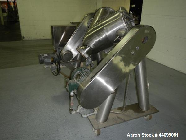 Used Patterson Kelley twin shell blender, 2 cu ft stainless steel construction