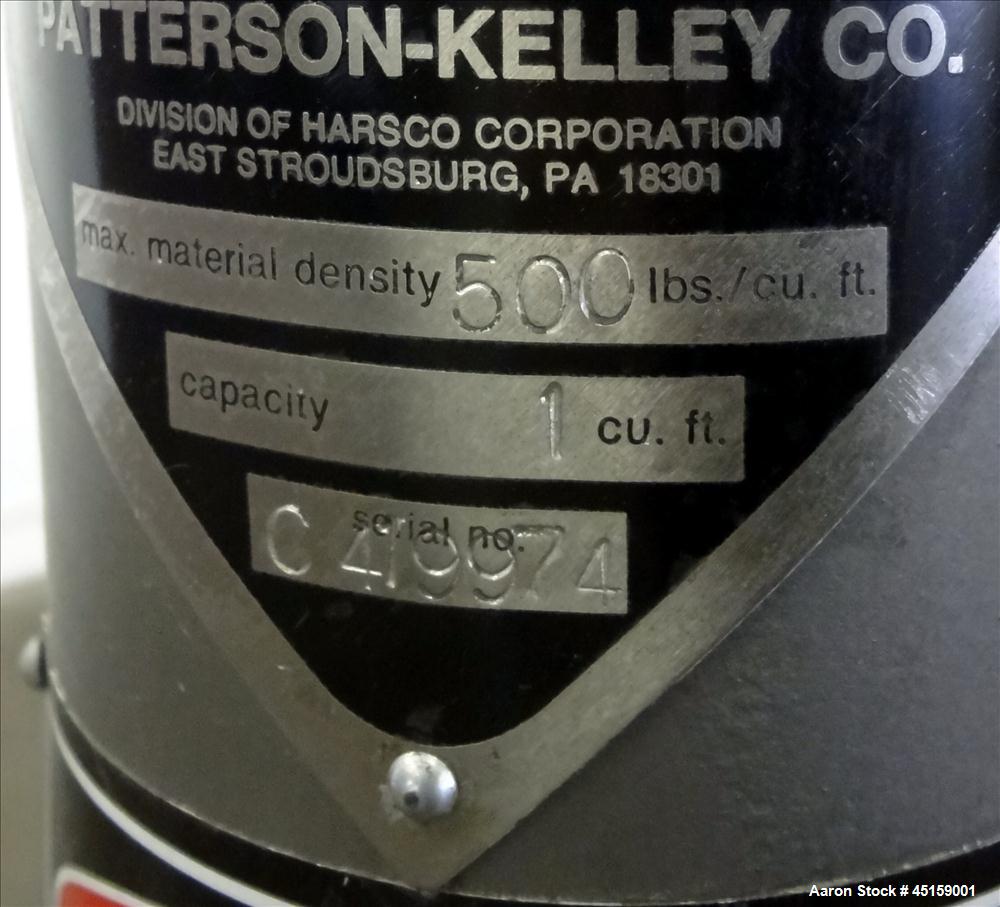 Used Stainless Steel Patterson Kelley Twin Shell Cross Flow Blender, 1 Cubic Fe