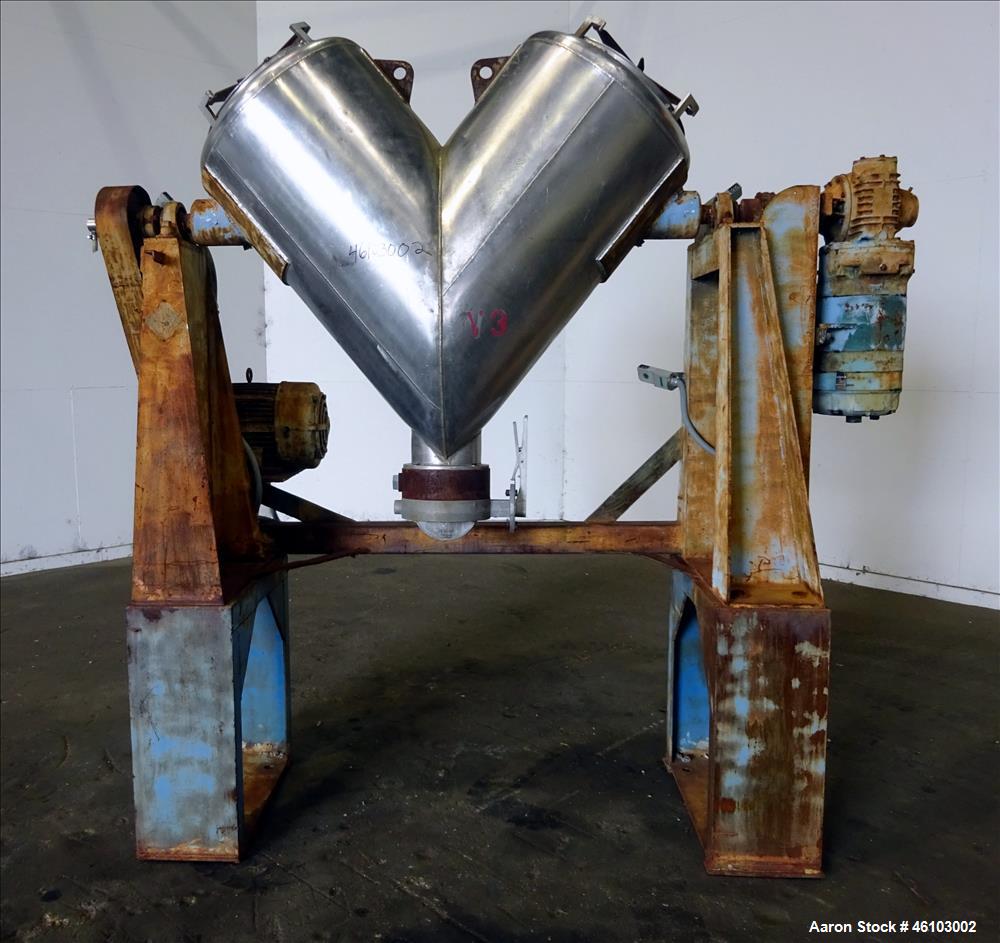 Used Twin Shell Blender, Approximate 20 Cubic Feet, 304 Stainless Steel.