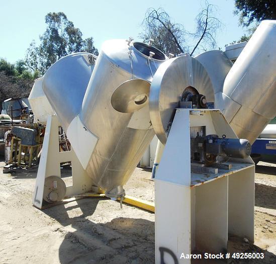 Used Patterson-Kelley Twin Shell Blender – 50 Cu. Ft., 304 SS, 5 HP Motor, Butterfly Valve