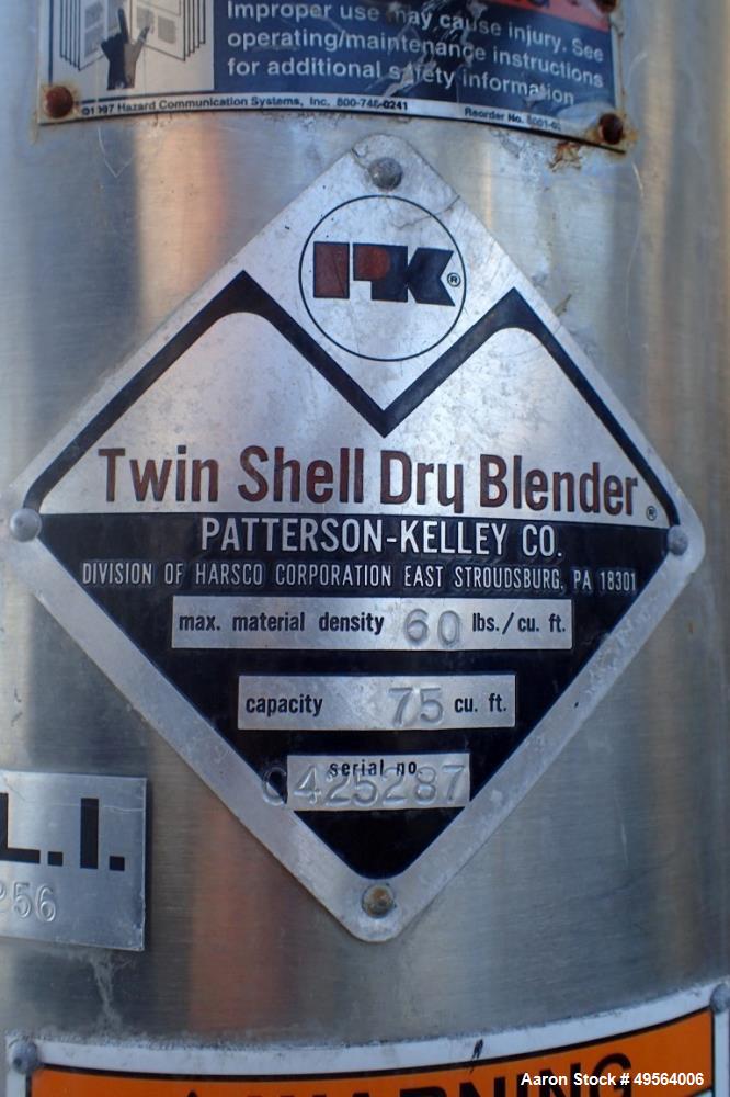 Used- Patterson-Kelley Twin Shell Dry V-Blender with Pin Bar