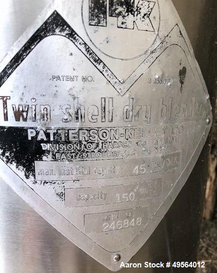 Used Patterson Kelley Twin Shell Dry Blender. 150 Cubic Foot