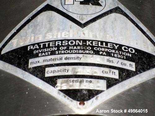 Used Patterson Kelley 150 Cubic Foot Twin Shell Dry Blender.