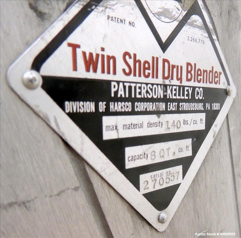 Used- Patterson-Kelley Twin Shell Dry V-Blender, 8 Quart Capacity