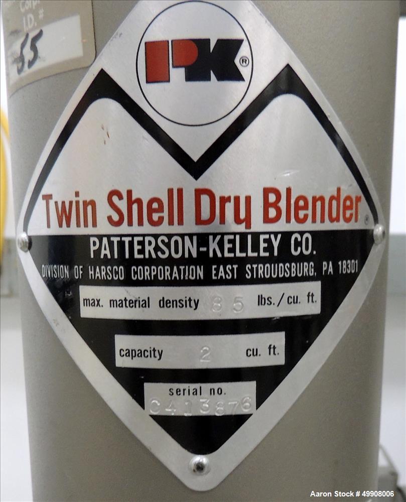 Used- Patterson-Kelley Twin Shell Dry V-Blender, 2 Cubic Foot Capacity