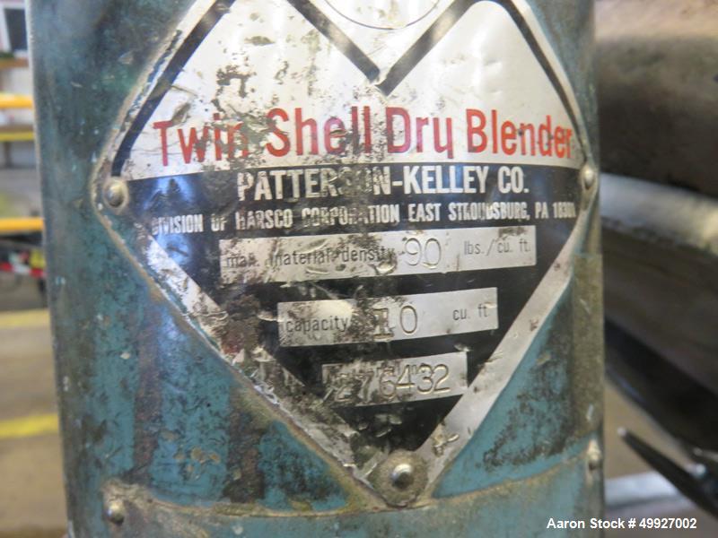 Used- Patterson Kelley Twin Shell Dry Blender, 10 Cubic Feet, Stainless Steel.