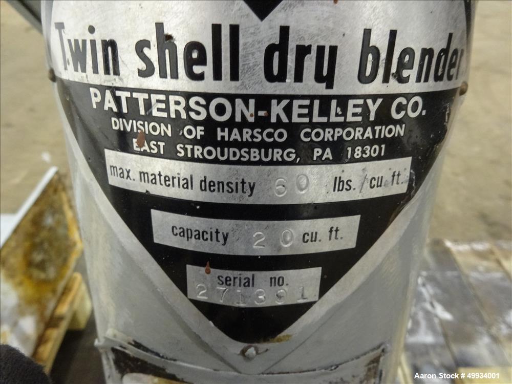 Used Patterson-Kelley Twin Shell Dry Blender, 20 Cubic Feet Capacity,