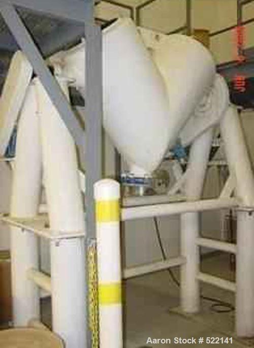 USED: Patterson Kelley 10 cu ft twin shell blender. Stainless steelconstruction. Complete on stand with stand extensions. Equipped withone shell drive and one bar drive. Manual butterfly discharge va...