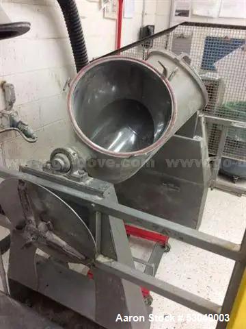 Used Patterson-Kelley 3 Cubic Foot V-blender, Stainless Steel. Max material density 230lbs per cubic foot. Quick change covers. Center bottom outlet with manual butterfly valve. Mounted on stand. Uni...