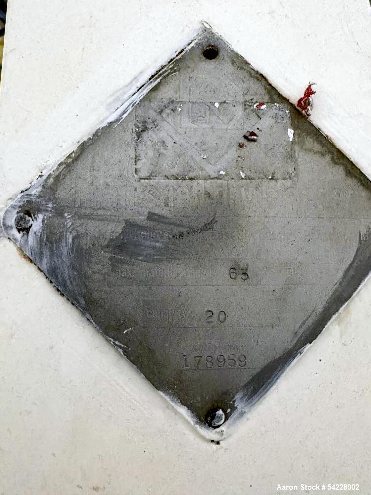 Used Patterson Kelley V-Blender. 20 cubic foot capacity. 63 lbs/cubic foot. Stainless steel. SN 178959.