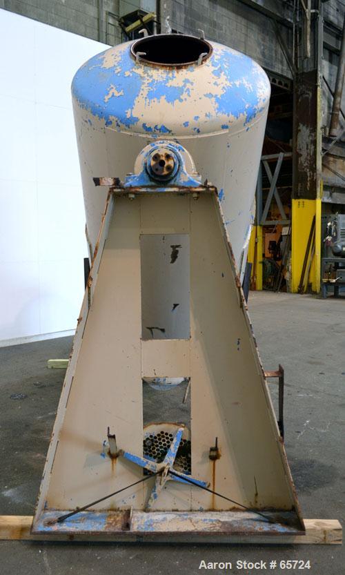Used Patterson-Kelley Twin Shell Dry Blender, 75 Cubic Feet Working Capacity, Carbon Steel. Maximum material density 185 pounds a cubic foot. 18" Diameter charge ports with quick release covers, 12" ...