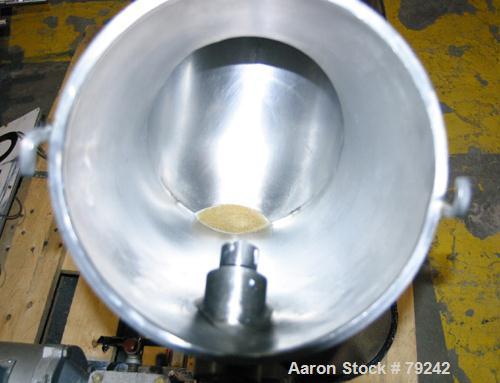USED: Patterson Kelley 16 quart twin shell blender. 304 stainless steel, non-jacketed, approximately 350 lb/cubic frrt. Provision for an intensifier bar with a 1/3 hp, 1/60/115/230 volt, 1725 rpm mot...