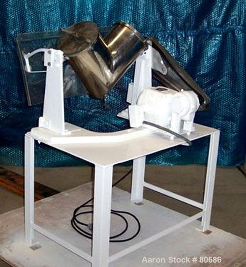 Used Patterson Kelley Twin Shell Dry Blender, .26 cubic feet (8 quart) capacity, 304 stainless steel. (2) 7-1/2" diameter x 13" long shells, 2 charge ports with 2 covers, oval bottom outlet, no cover...