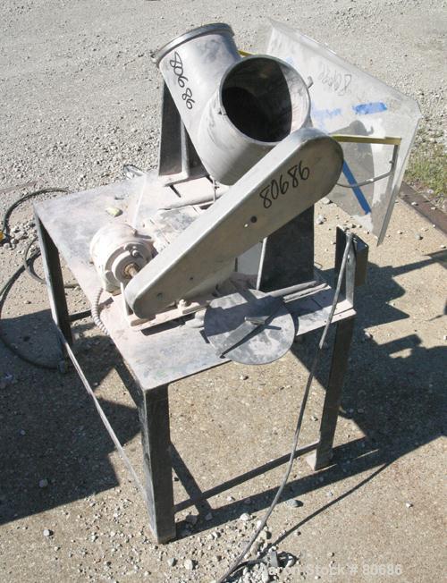 Used Patterson Kelley Twin Shell Dry Blender, .26 cubic feet (8 quart) capacity, 304 stainless steel. (2) 7-1/2" diameter x 13" long shells, 2 charge ports with 2 covers, oval bottom outlet, no cover...