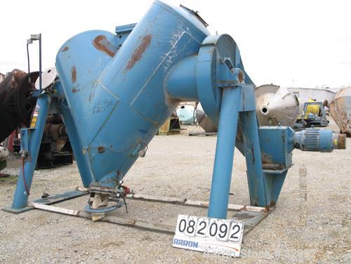 USED: Patterson Kelley Cross Flow Blender, 75 cubic feet, carbon steel. 105# cubic foot max material density. (2) 18" top charge ports with quick release covers. Shell driven by a 20 hp, 3/60/230/460...
