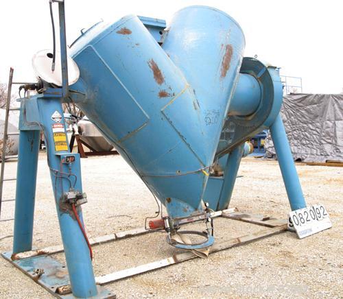 USED: Patterson Kelley Cross Flow Blender, 75 cubic feet, carbon steel. 105# cubic foot max material density. (2) 18" top charge ports with quick release covers. Shell driven by a 20 hp, 3/60/230/460...