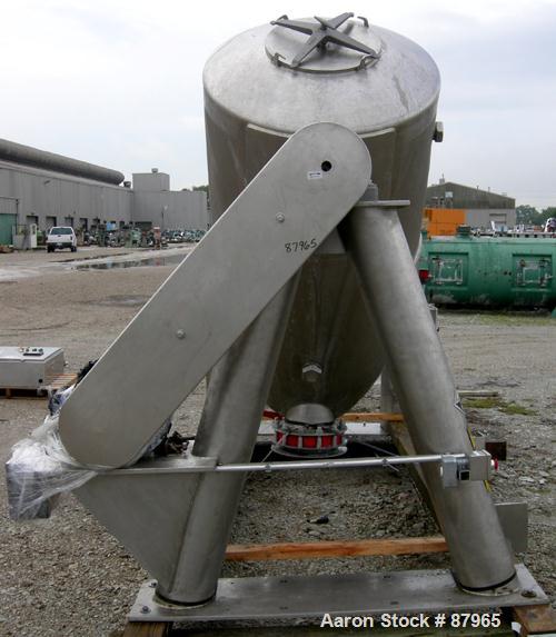 Used Patterson Kelly Twin Shell Liquid Solids Blender, 40 Cubic Feet Capacity, 304 Stainless Steel. Maximum material density 65 pounds per cubic foot. (2) 17-1/2" diameter charge ports with quick rel...