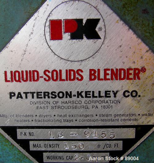Used: Stainless Steel Patterson Kelley twin shell liquid solids blender, 2 quart capacity (.06 cubic feet)