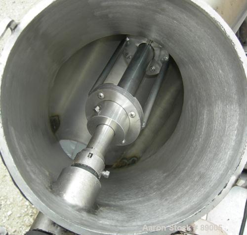 USED: Patterson Kelley twin shell liquid solids blender, 16 quart capacity (.52 cubic feet), 304 stainless steel. Max material density approximately 325 pounds per cubic foot. (2) 9" diameter charge ...