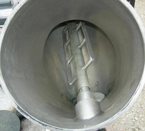 USED: Patterson Kelley twin shell blender, 16 quart capacity (.52 cubic feet), 304 stainless steel. Max material density approximately 325 pounds per cubic foot. (2) 9" diameter charge ports with qui...