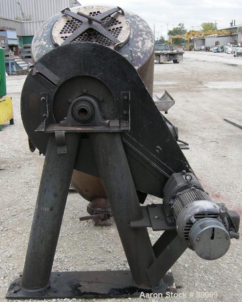USED: Patterson Kelley twin shell blender, 20 cubic foot capacity, 304 stainless steel. Max material density 105 pounds per cubic foot. (2) 18" diameter charge ports with quick release covers. Shell ...
