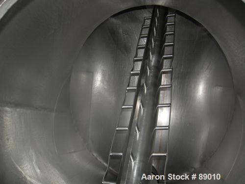 USED: Patterson Kelley twin shell blender, 40 cubic foot capacity, 304 stainless steel. Max material density 82 pounds per cubic foot. (2) 18" diameter charge ports with quick release covers. Shell 4...