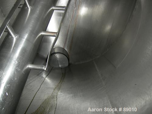USED: Patterson Kelley twin shell blender, 40 cubic foot capacity, 304 stainless steel. Max material density 82 pounds per cubic foot. (2) 18" diameter charge ports with quick release covers. Shell 4...