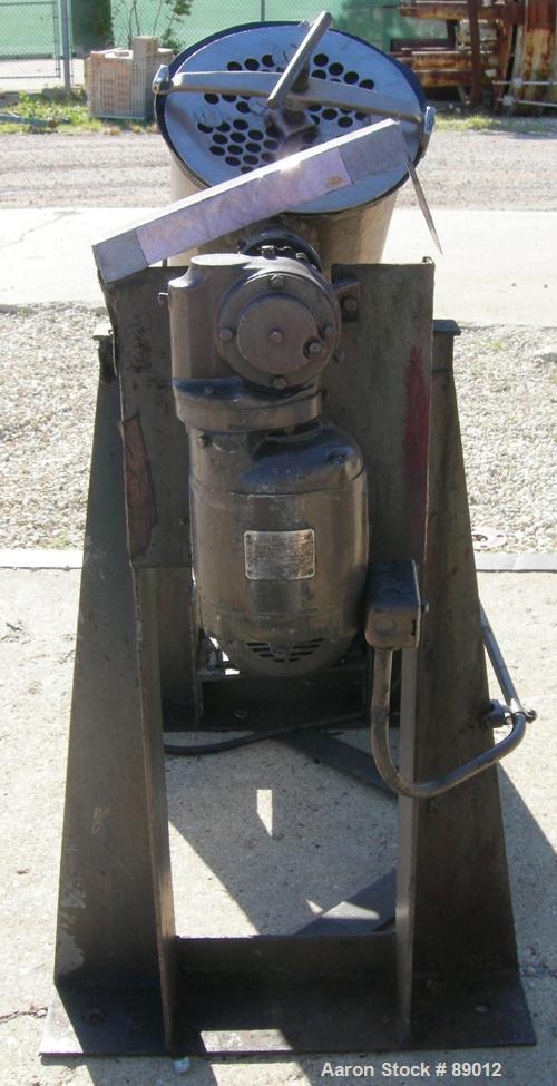 USED: Patterson Kelley twin shell liquid solids blender, 1 cubic foot working capacity, 304 stainless steel. Max material density 70 pounds per cubic foot. (2) 11" diameter charge ports with quick re...