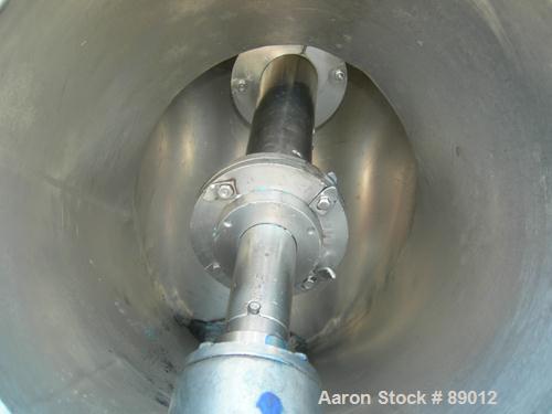 USED: Patterson Kelley twin shell liquid solids blender, 1 cubic foot working capacity, 304 stainless steel. Max material density 70 pounds per cubic foot. (2) 11" diameter charge ports with quick re...