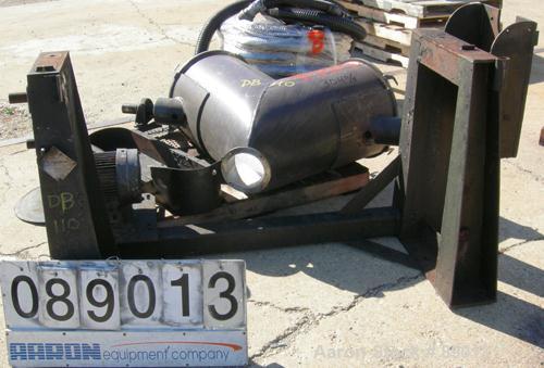 USED: Patterson Kelley twin shell dry blender, 5 cubic foot capacity, 304 stainless steel. Max material density 150 pounds per cubic foot. (2) 19" diameter charge ports with quick release covers. She...