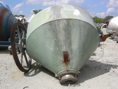 USED: Patterson Industries double cone blender, 135 cu ft working, 193 total. 304 stainless steel. 90" diameter x 24" straight side x 48" cones. 18" charge port with cover, 8" center bottom outlet wi...