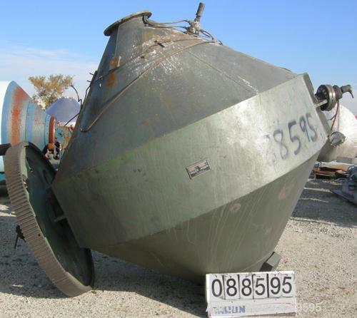USED: Patterson Industries double cone Thoroblender, 164 cubic foot working capacity, 234 total, carbon steel. Approximate 96" diameter x 23" straight side x 56" and 59" cones. 16" diameter top port ...