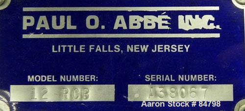 Used Stainless Steel Paul O Abbe Double Cone Blender, Model 12RCB, (0.3) Cubic 