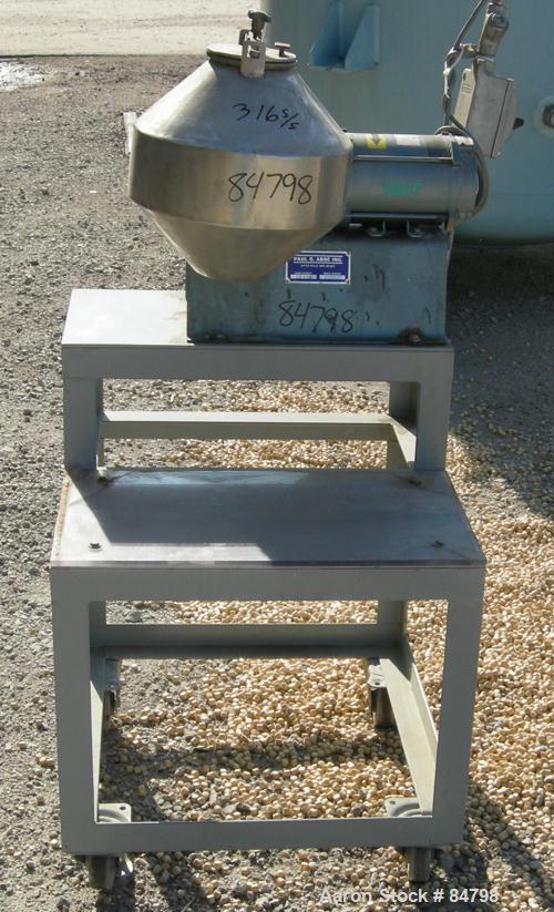 Used Stainless Steel Paul O Abbe Double Cone Blender, Model 12RCB, (0.3) Cubic 