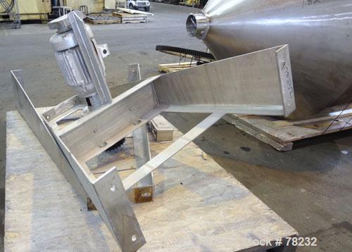 Used Paul O Abbe Double Cone Blender, Model 84RCB, 114 Cubic Feet Working Capacity, 304 Stainless Steel. 6'6" Diameter x 2'3" straight side x4' and 4'5" cones, 16" diameter top port with hinged cover...