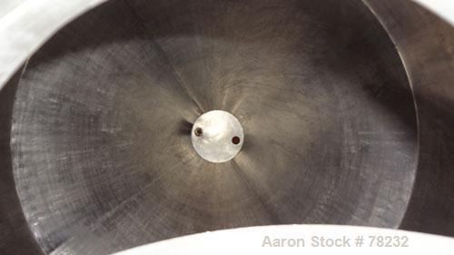 Used Paul O Abbe Double Cone Blender, Model 84RCB, 114 Cubic Feet Working Capacity, 304 Stainless Steel. 6'6" Diameter x 2'3" straight side x4' and 4'5" cones, 16" diameter top port with hinged cover...