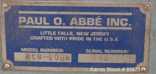 Used Stainless Steel Paul O Abbe Rota Cone Blender, Model RCB108H. 227 Cubic fe