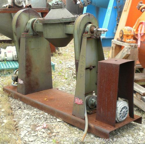 Used- Paul O Abbe Double Cone Blender, Model RCB12, .33 cubic foot working, 0.5 total. Carbon steel/rubber lined internal, 1...