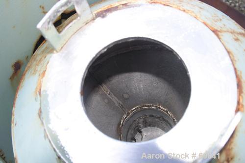 Used Paul O Abbe Double Cone Blender, Model RCVD9, .13 cubic foot working capacity, .2 total, 304 stainless steel. 9" diameter x 3" straight side x 3-1/2" cones. 3- 1/2" diameter inlet with cover, 3-...