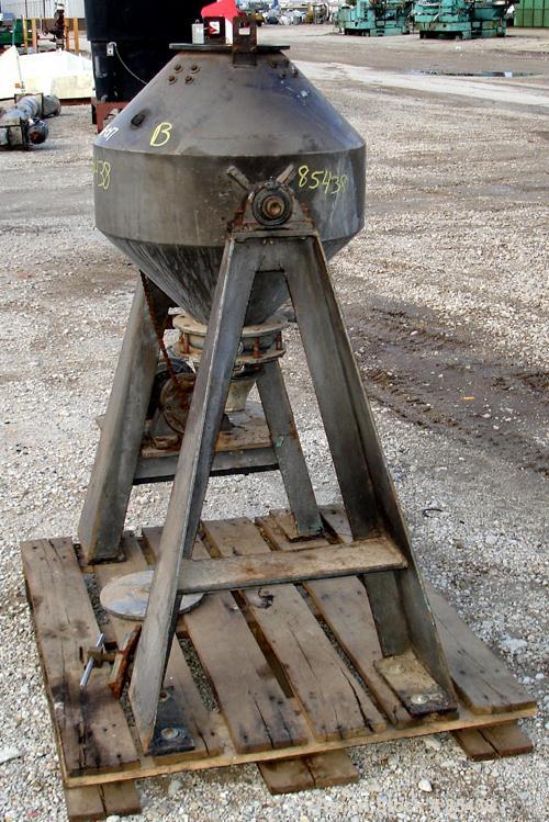 Used Stainless Steel Paul O Abbe Rota Cone Blender, 2.5 Cubic Feet Working Capacity, 3.9 Total