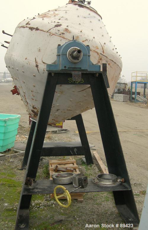 Used Paul O Abbe Rota Cone Blender, 70 Cubic Feet Working Capacity, 108 Total, 316 Stainless Steel. 72" diameter x 20" straight side x 36" cones. 16" diameter top port with cover, 10" center bottom o...
