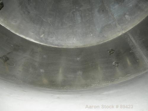 Used Paul O Abbe Rota Cone Blender, 70 Cubic Feet Working Capacity, 108 Total, 316 Stainless Steel. 72" diameter x 20" straight side x 36" cones. 16" diameter top port with cover, 10" center bottom o...