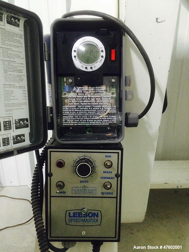 Used Sepor Rota-Cone Blender. Max operating capacity is 5.0 cubic feet (total volume 7.7 cubic feet). 30" diameter, 316 stainless steel cone blender. Polished interior, speed range 10-28 rpm, suggest...