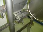 Used Patterson Kelley Twin Shell Crossflow Blender, 5 Cubic Feet, stainless steel construction, rated 106#/ cubic foot max material density, on stand with 1 hp 230/460 volt motor, serial #C429373.