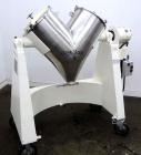 Used Apex Construction Limited Twin Shell Blender, approximately 4 cubic feet capacity, 321 stainless steel. (2) 15