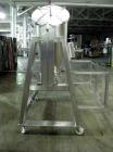 Used Bush Tank Fab Twin Shell Blender. 316 Stainless steel construction, rated 70#/cu ft max material density, provision for cantilevered bar less bar with 2 hp, 208 volt drive, main drive, 20