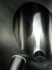 Used Bush Tank Fab Twin Shell Blender. 316 Stainless steel construction, rated 70#/cu ft max material density, provision for cantilevered bar less bar with 2 hp, 208 volt drive, main drive, 20