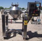 Used Gemco Double Cone Blender, 3 Cubic Feet, 304 Stainless Steel. Maximum material density 90 pounds a cubic foot. 26